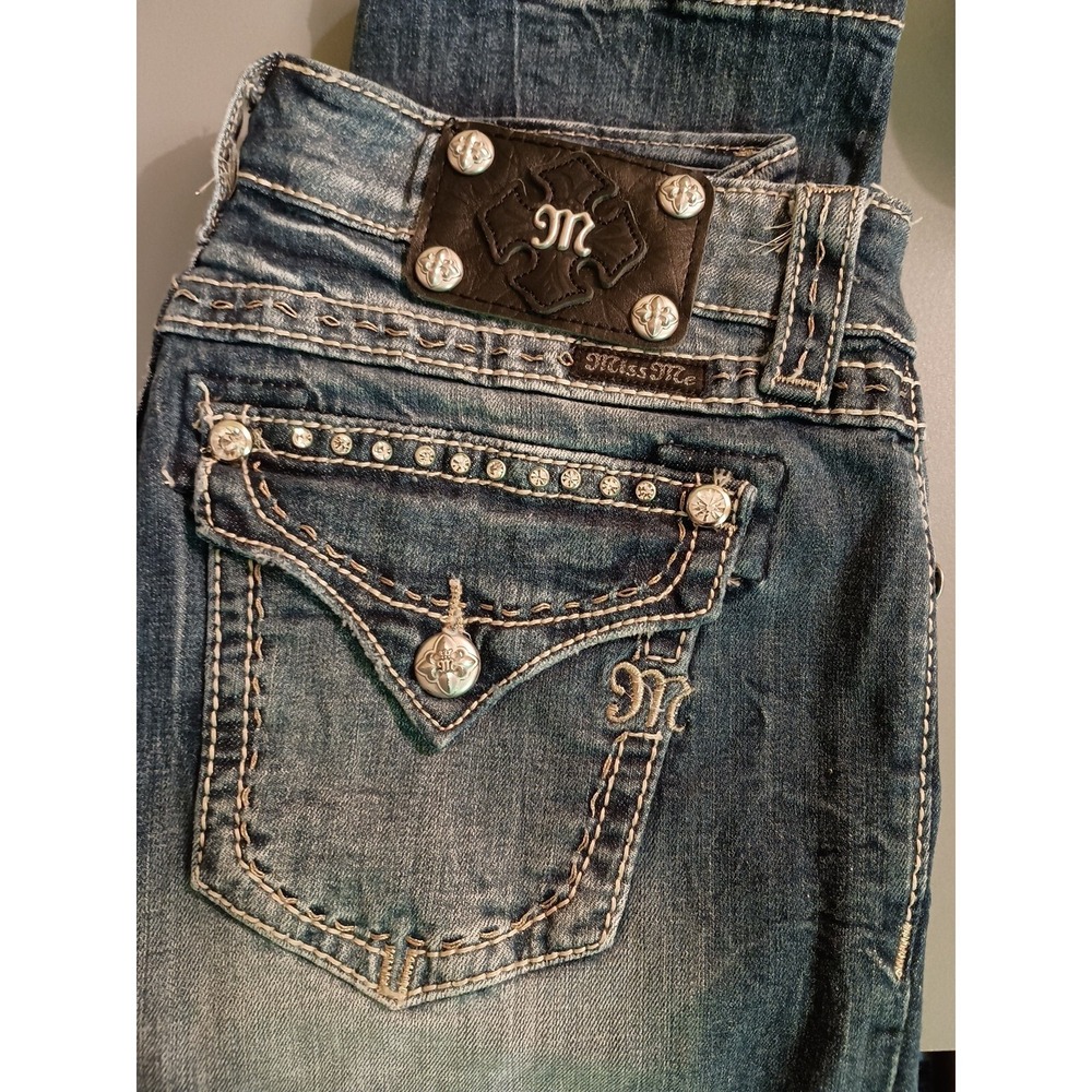 MISS ME Boyfriend Capri Boot Cut Mid Rise Flip Pockets Size 27
